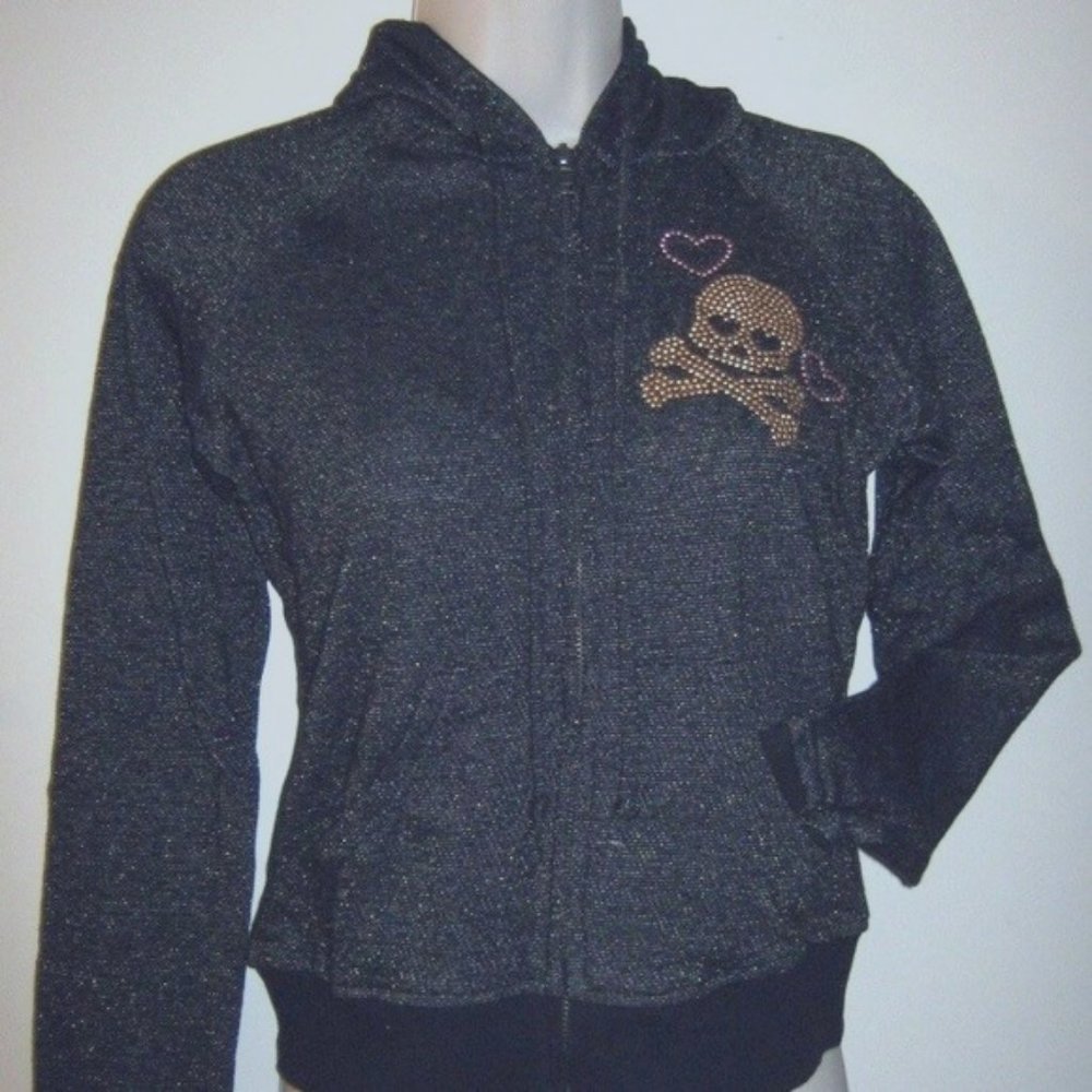 Vintage Rare Fashion Heart Skull Crossbones Hoodie Jacket